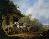 Wouter Verschuur Figures near a farmstead painting